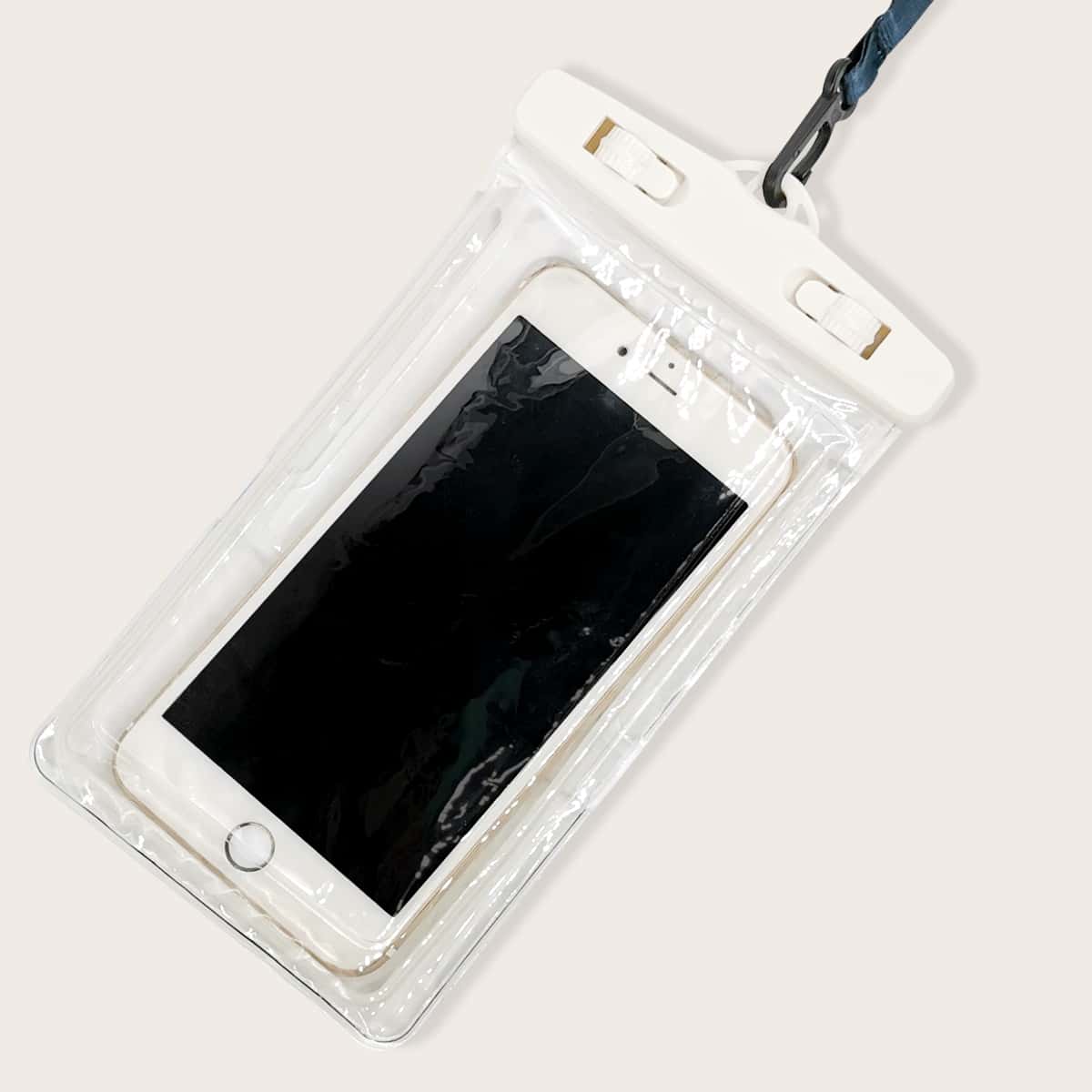 

1pc Clear Phone Waterproof Bag, White