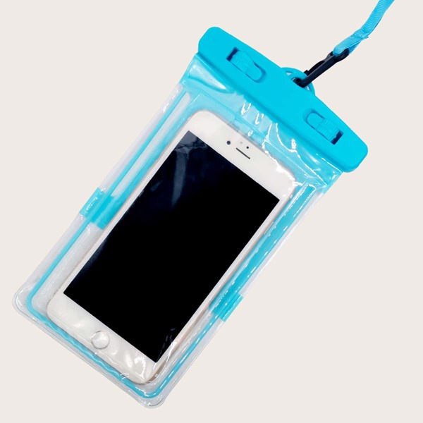 

1pc Clear Phone Waterproof Bag, Blue