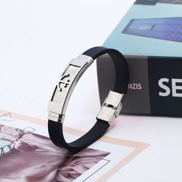 

Men Anchor Decor Bracelet, Black