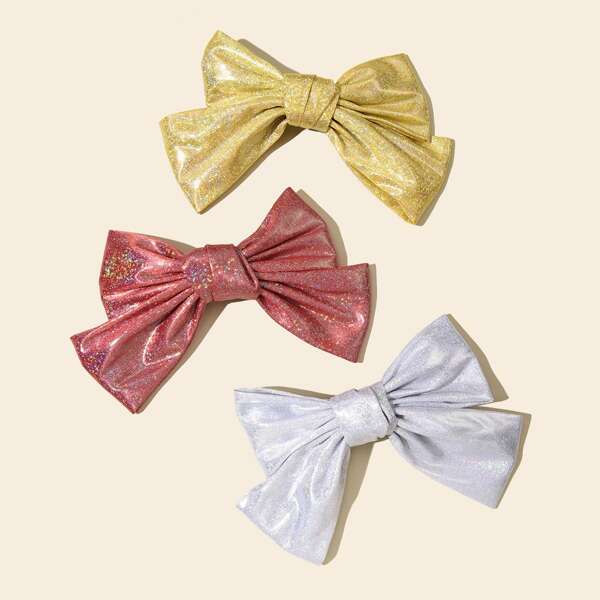 

3pcs Bow Knot Decor Hair Clip, Multicolor