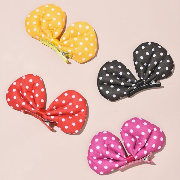 

4pcs Toddler Girls Polka Dot Hair Clip, Multicolor