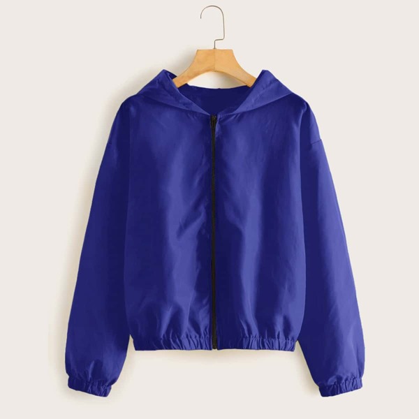

Plus Solid Hooded Windbreaker Jacket, Royal blue