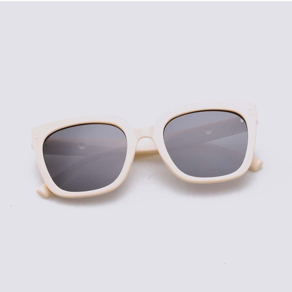 

Square Acrylic Frame Sunglasses, Beige