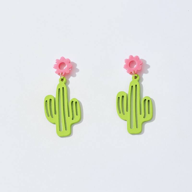 

Cactus Drop Earrings, Green