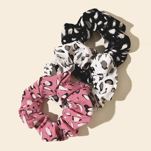 

3pcs Simple Graphic Scrunchie, Multicolor