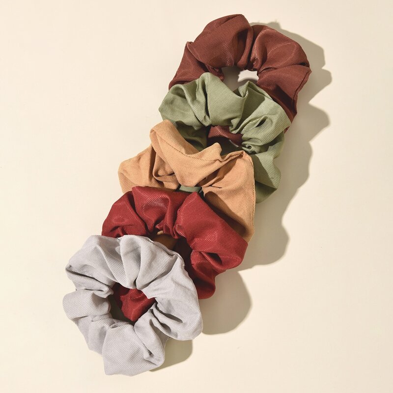 

5pcs Simple Plain Scrunchie, Multicolor
