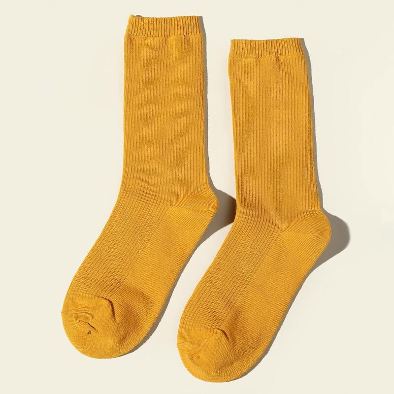 

Plain Ribbed Socks, Yellow