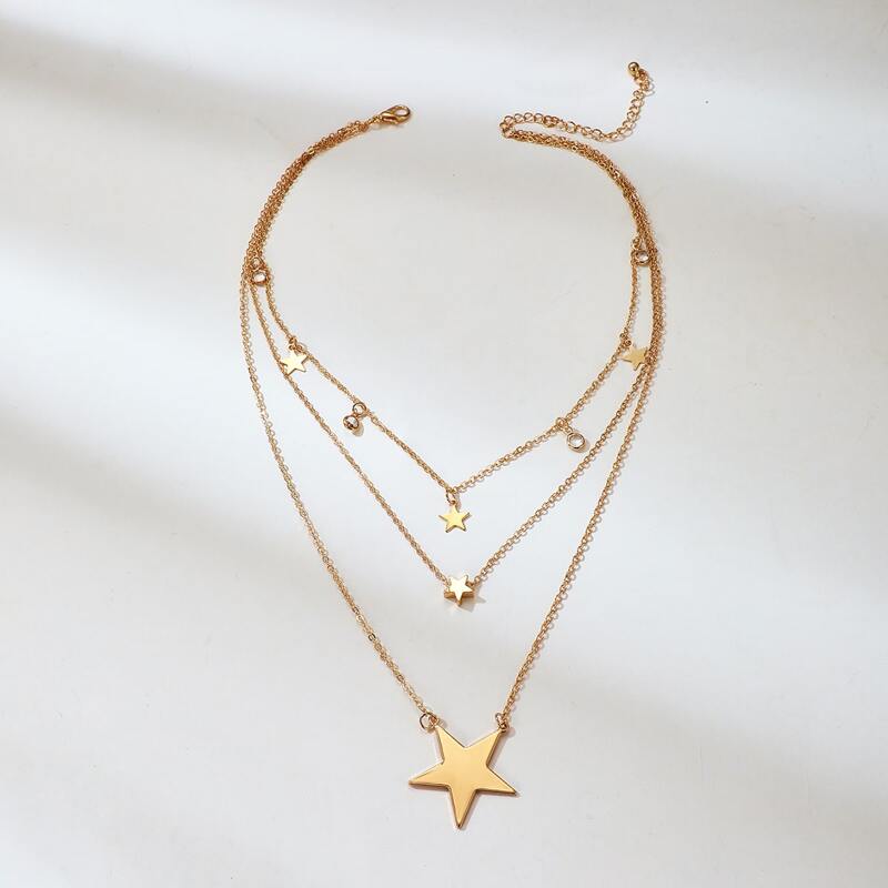 

Star Layered Chain Necklace, Gold