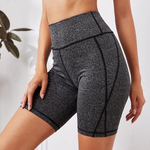 

Stitch Detail Biker Shorts, Dark grey