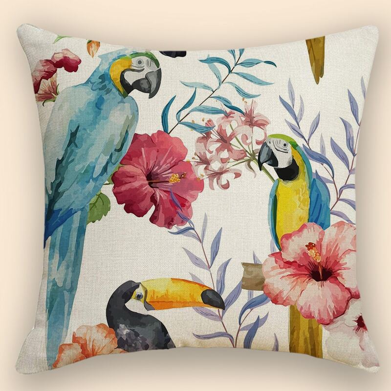 

Parrot Print Cushion Cover Without Filler, Multicolor