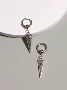 1 par de pendientes con colgante geométrico de metal personalizado, adecuado para uso diario, viajes, fiestas y como regalo de cumpleaños para mujeres - Plateado - Ver 1