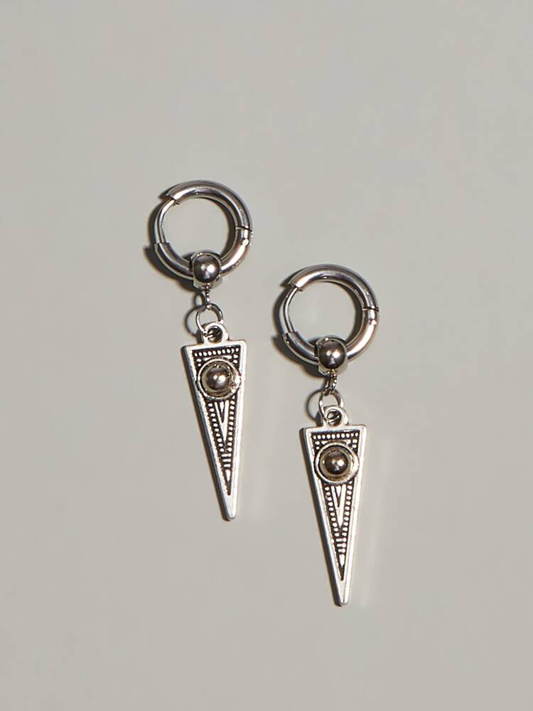 1 Pair Personalized Metal Carved Geometric Pendant Earrings, Suitable For Women's Daily Wear, Travel, Party And Birthday Gift