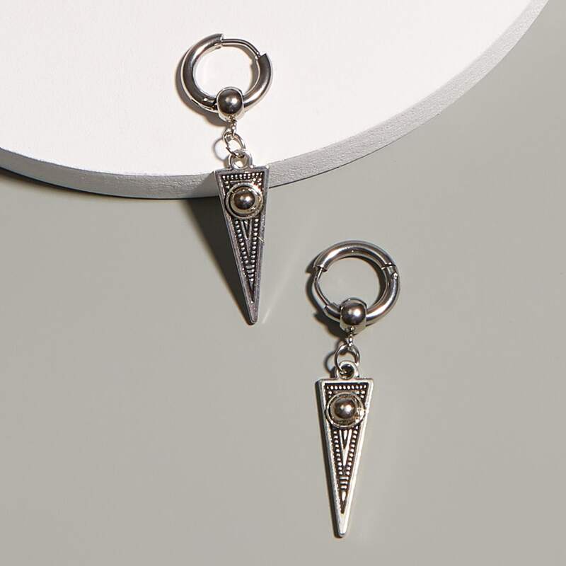 

Geometric Charm Drop Earrings, Silver