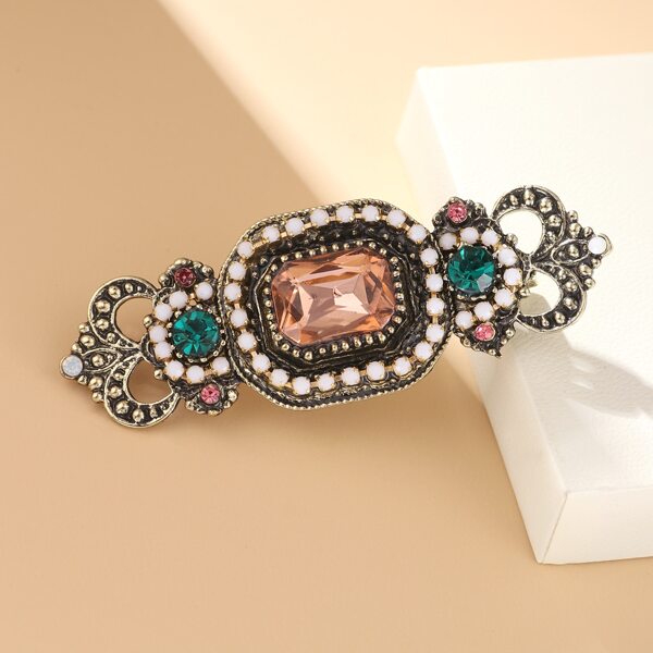 

Metal Gemstone Brooch, Multicolor
