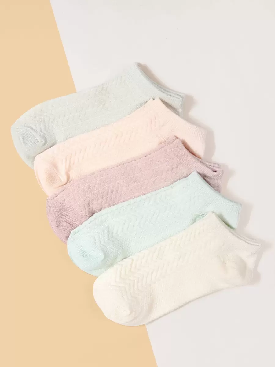 5pairs Plain Ankle Socks - Multicolor - View 1