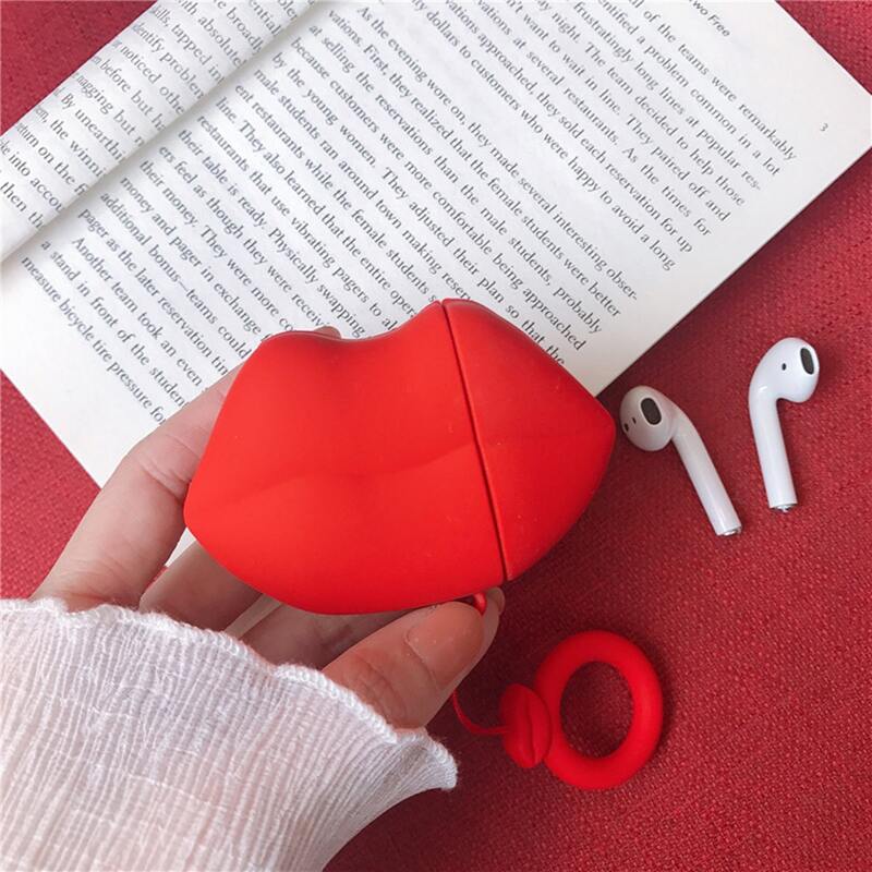 

Lip Shaped Airpods Case, Red bright