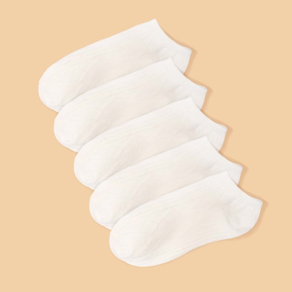 

5pairs Plain Ankle Socks, White