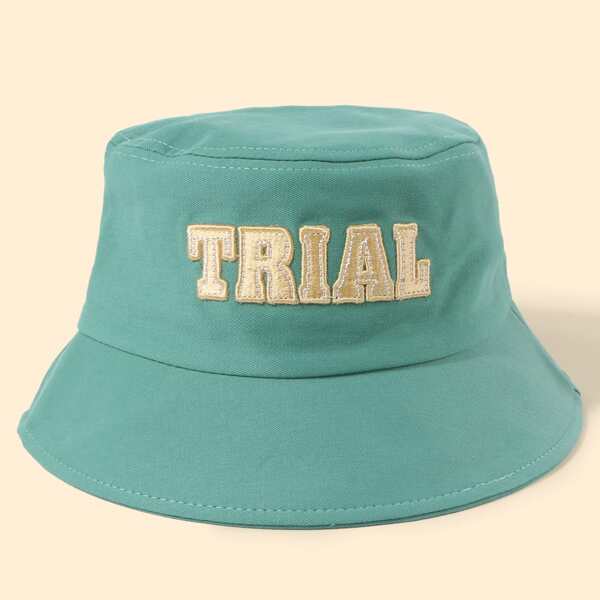 

Letter Embroidery Bucket Hat, Green
