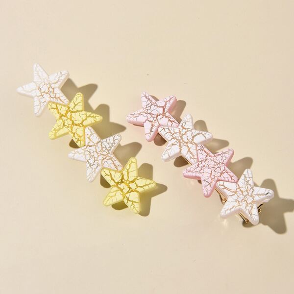 

2pcs Star Decor Hair Clip, Multicolor