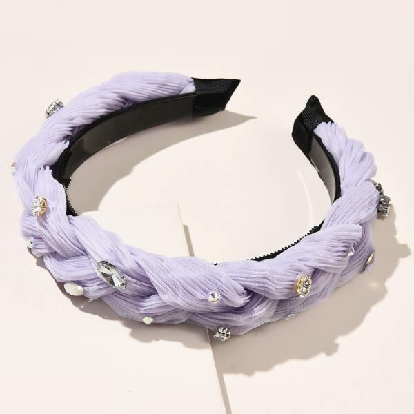 

Rhinestone Braided Hair Hoop, Purple