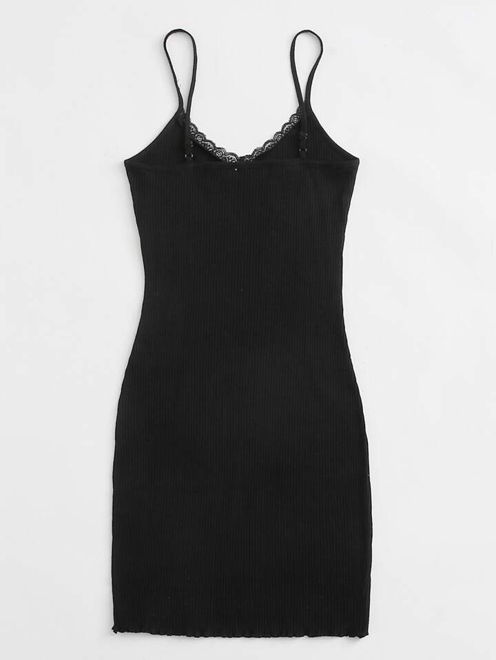Our Lace Trim Rib-knit Bodycon Dress is such a vibe - ROMWE