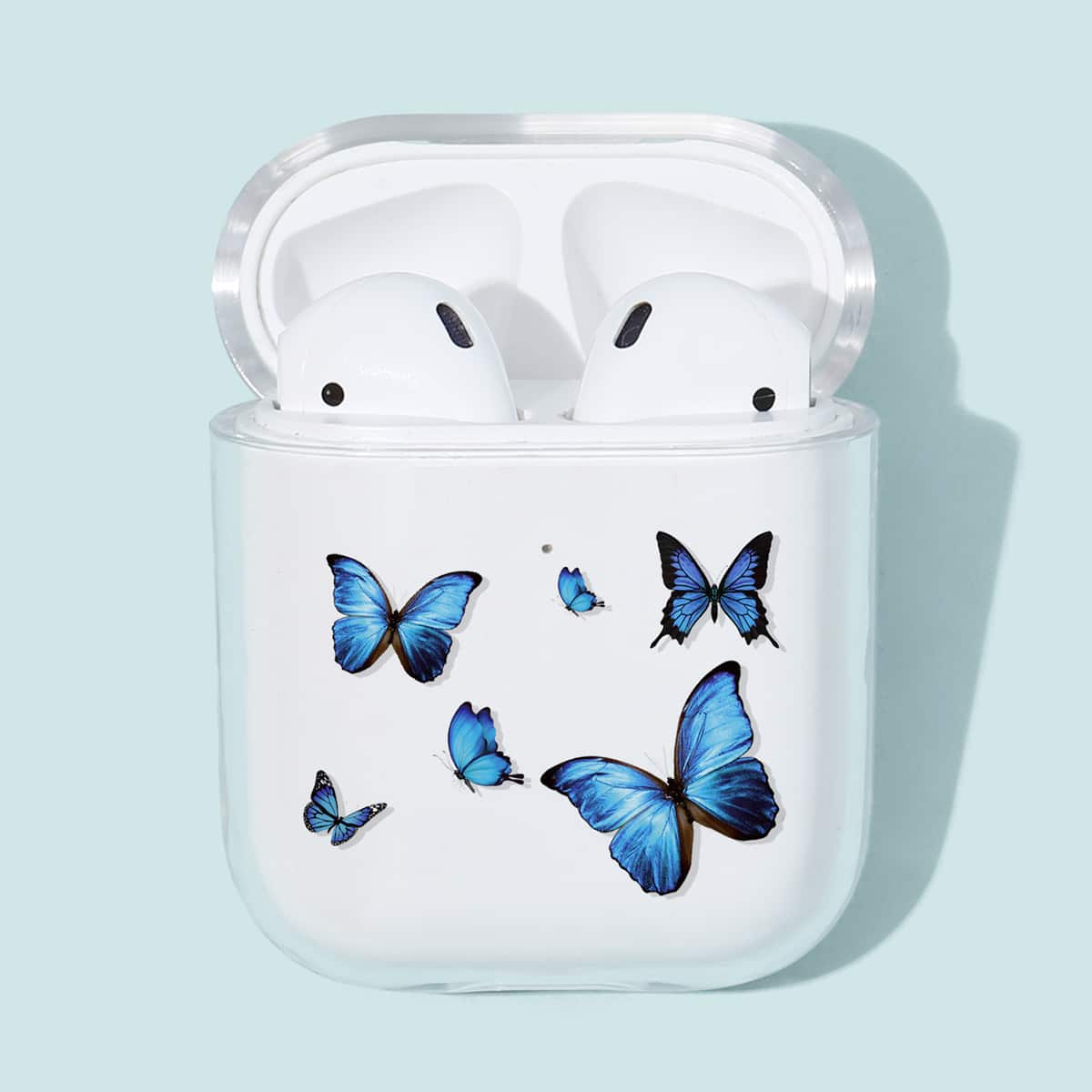 

1pc Butterfly Print Clear AirPods Case