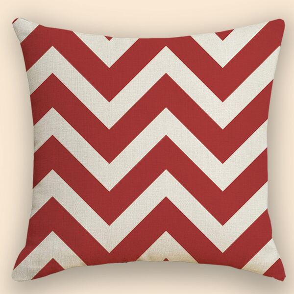 

Chevron Pattern Cushion Cover Without Filler, Red and white