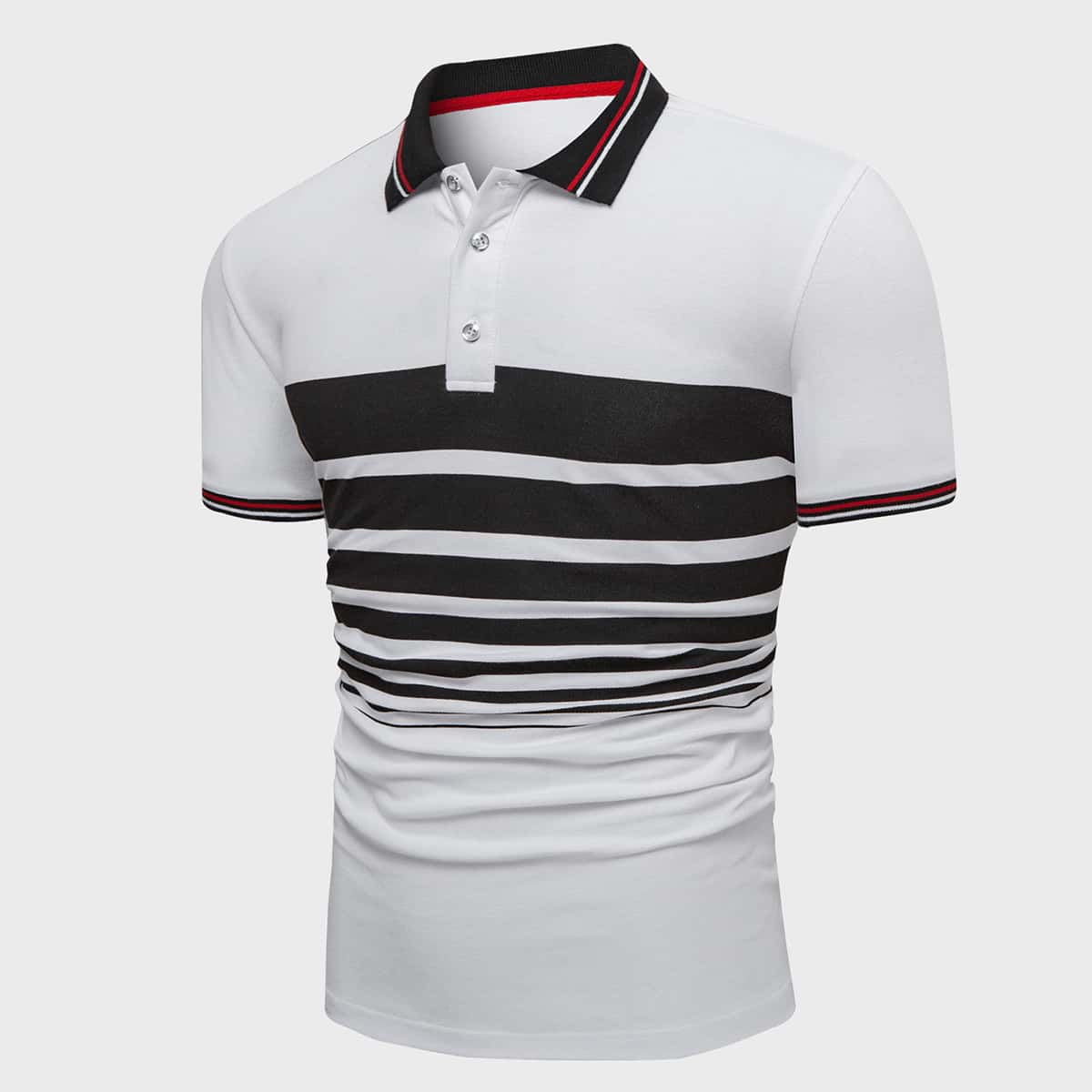 

Guys Contrast Trim Colorblock Polo Shirt, White