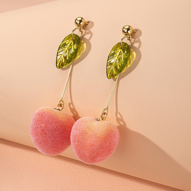 

Metal Peach Leaf Pendant Earrings, Multicolor
