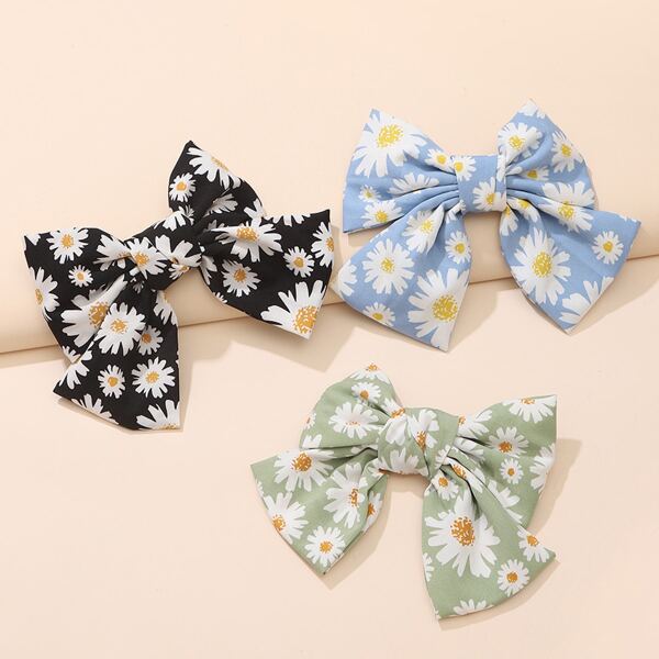 

3pcs Daisy Pattern Scrunchie, Multicolor