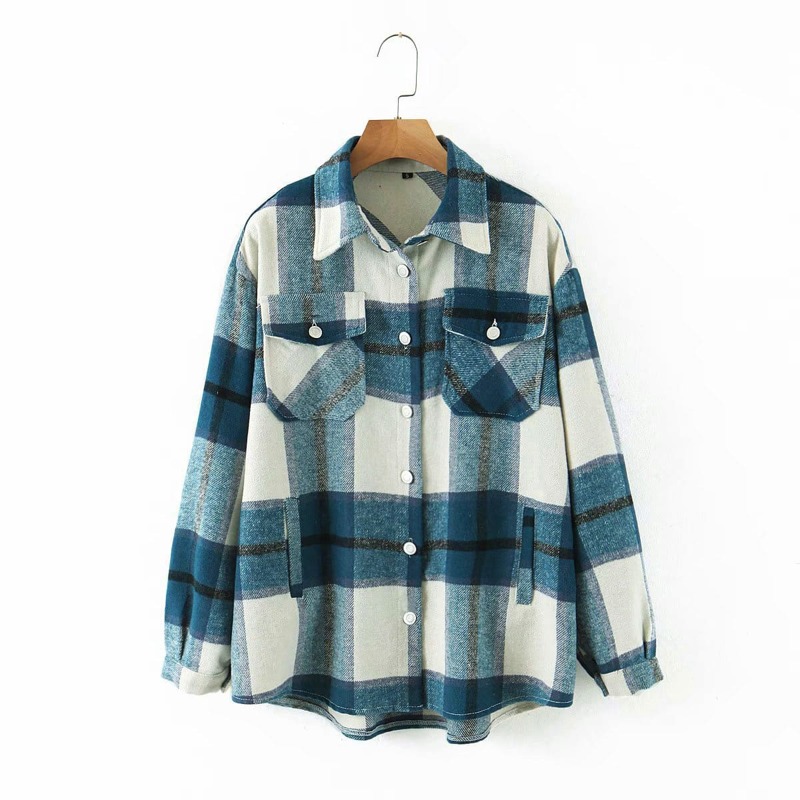

Plaid Print Pocket Detail Coat, Multicolor