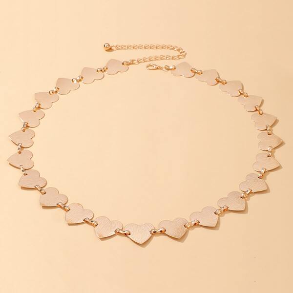 

Heart Decor Chain Belt, Gold