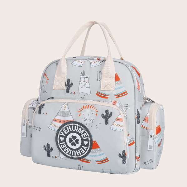 

Cartoon Graphic Baby Nappy Bag, Grey