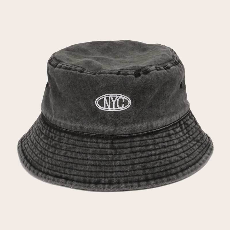 

Guys Letter Embroidery Bucket Hat, Dark grey
