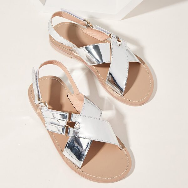 

Toddler Girls Metallic Velcro Strap Sandals, Silver