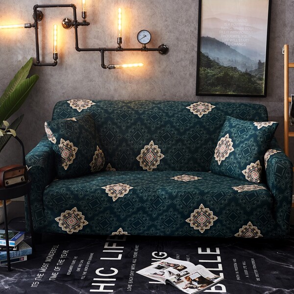 

Damask Print Sofa Cover Without Cushion, Multicolor