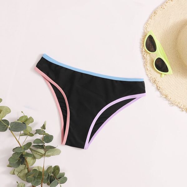 

Contrast Binding Bikini Panty, Black