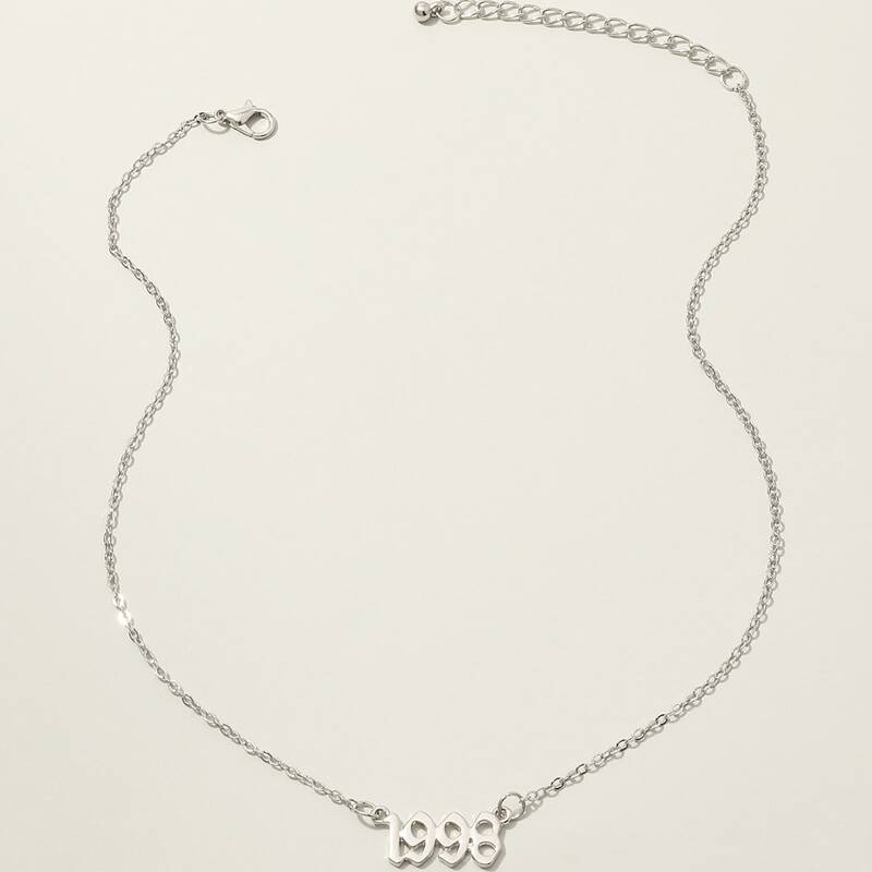 

Number Charm Necklace, Silver