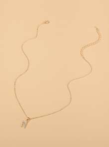 Collar grabado con diamante de imitación con letra - Amarillo Oro - Ver 5