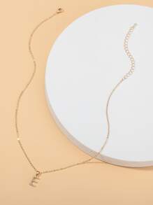 Collar grabado con diamante de imitación con letra - Amarillo Oro - Ver 4