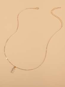 Collar grabado con diamante de imitación con letra - Amarillo Oro - Ver 5