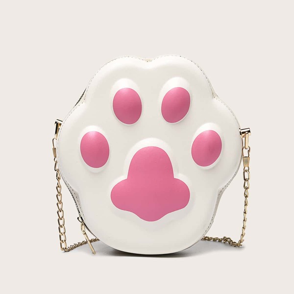 

Cat Claw Shaped Colorblock Crossbody Bag, White