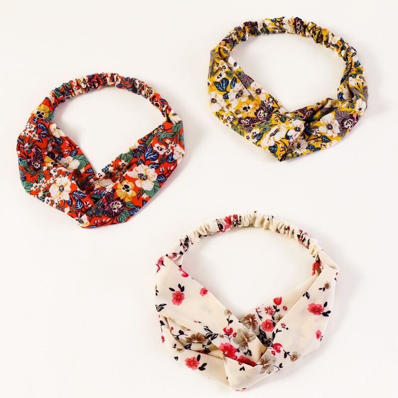 

3pcs Multicolored Flower Headband, Multicolor