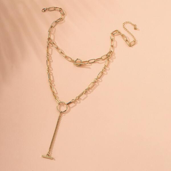 

Simple Chain Y Lariat Necklace, Gold