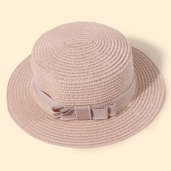 

Toddler Girls Bow Decor Straw Hat, Pink