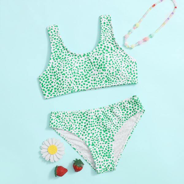

Girls Dalmatian Bikini Swimsuit, Green