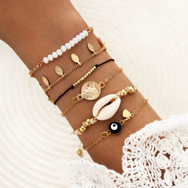 

6pcs Shell Decor Bracelet, Multicolor