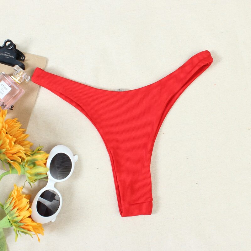 Rib High Leg Bikini Panty, Red