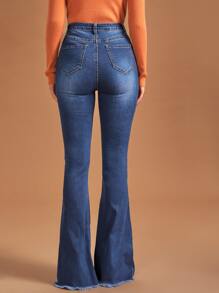 SHEIN Essnce 高腰前紐扣傘狀腿牛仔褲