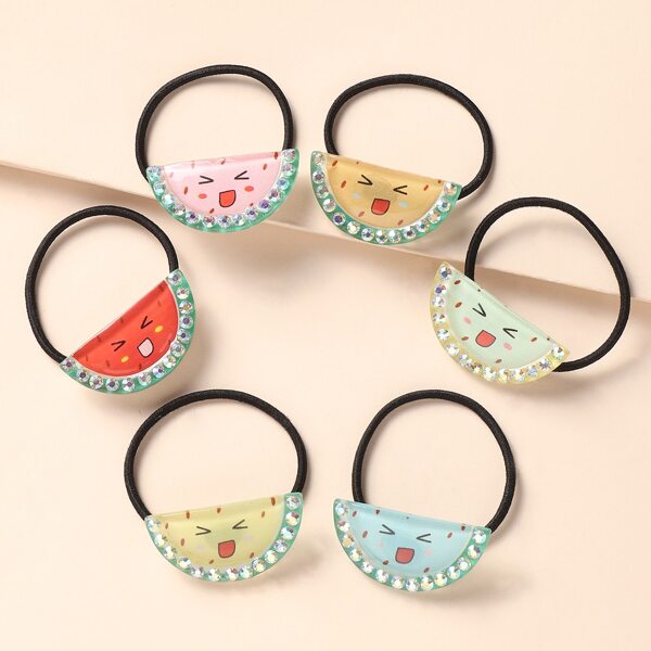 

6pcs Toddler Girls Fruit Decor Hair Tie, Multicolor